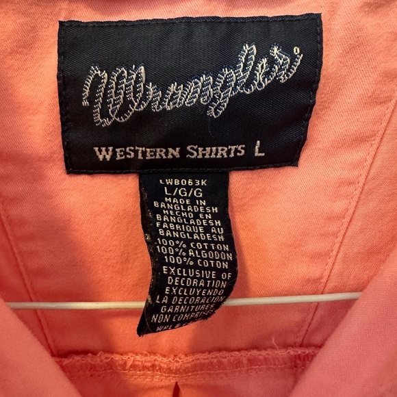 Wrangler Western Breast Cancer Pink Button Down Long Sleeve Shirt Size Large - Picture 12 of 12